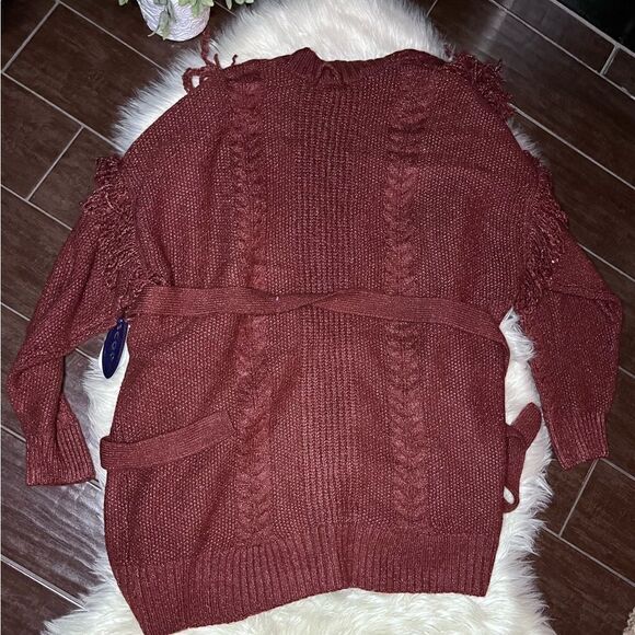 Scoop rust fringe cardigan sweater w/belt sz XXL(20) - Picture 6 of 8